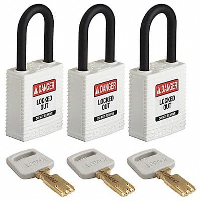 Lockout Padlock Nylon Wht 1-13/16 H PK3