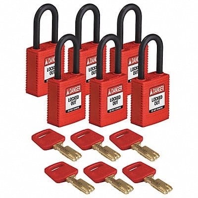 Lockout Padlock Nylon Red 6 Keys PK6