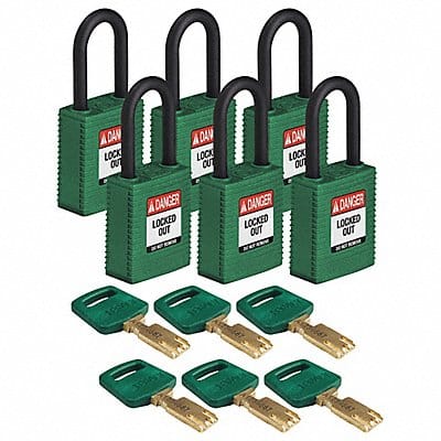 Lockout Padlock Nylon Body Green PK6