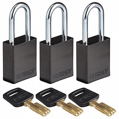 Lockout Padlock Al Open Shackel Blk PK3