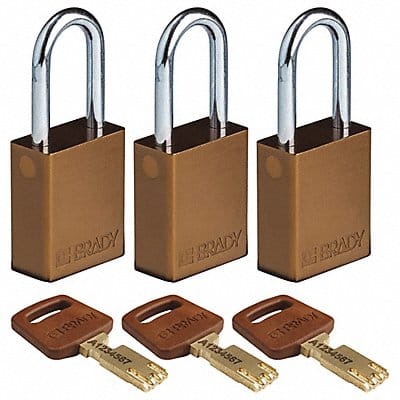 Lockout Padlock Al Open Shackel Brn PK3