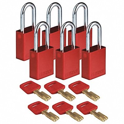 K7472 Lockout Padlock Aluminum Red Alike PK6