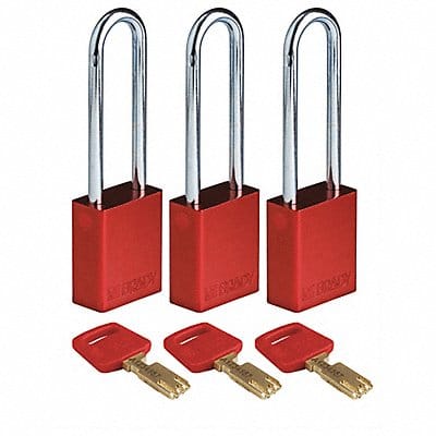 K7474 Lockout Padlock Alum. Red Key Alike PK3