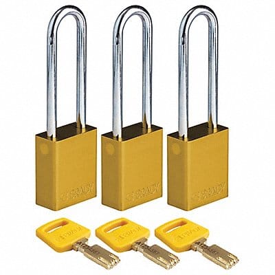 K7474 Lockout Padlock Al 1/4 W Yellow PK3