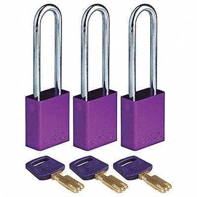 K7474 Lockout Padlock Al 1/4 W Purple PK3