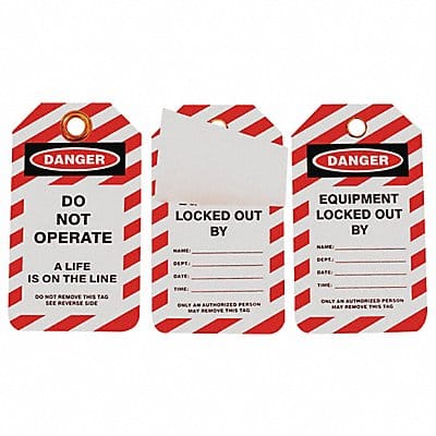 Lockout Tag Black Red/Wht Plastic PK10