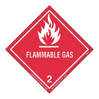 Flammable Gas Label Worded PK50