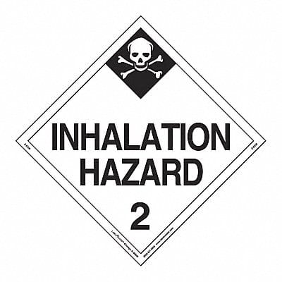 Inhalation Hazard 2 Placard Vinyl PK25