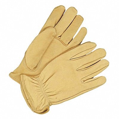 Leather Gloves Shirred Slip-On Cuff S