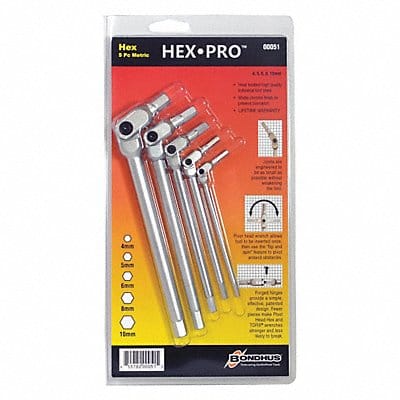 Chrome HexPro Wrenche 4 to 10mm 5 pcs.