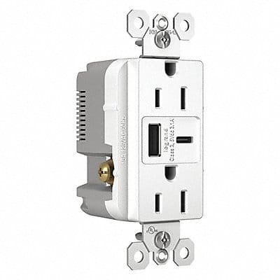 USB Charger Recept 15 A White Type A/C