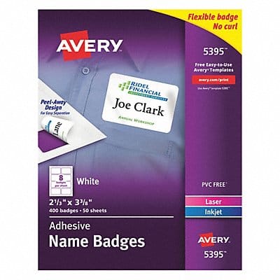 Name Badges 3-3/8 Wx2-1/3 H PK50