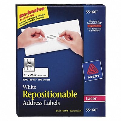 Laser Address Label 1 H 2-5/8 W PK100