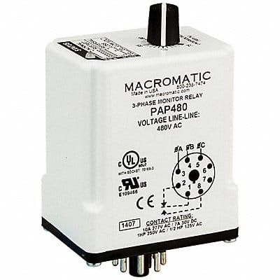 Phase Monitor Relay 480VAC Plug SPDT