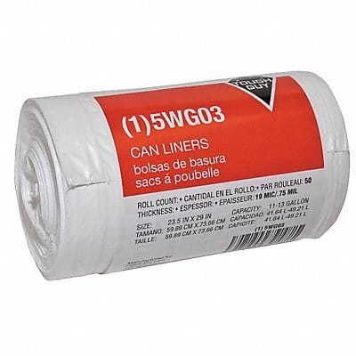 Trash Bags 11 to 13 gal White PK50