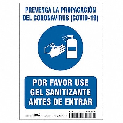 Spanish Use Hand Sanitizer Sign 10 H