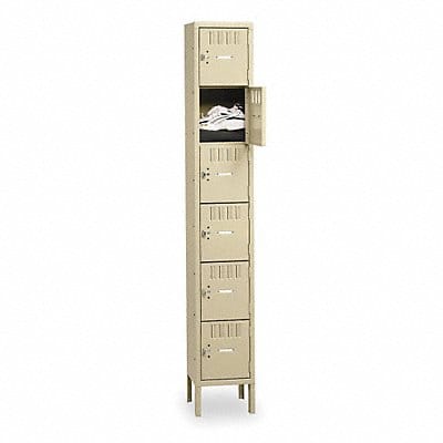 Box Locker Louvered 1 Wide 6 Tier Sand