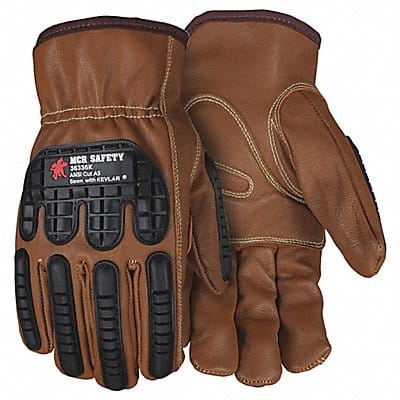 Leather Gloves Brown L PK12