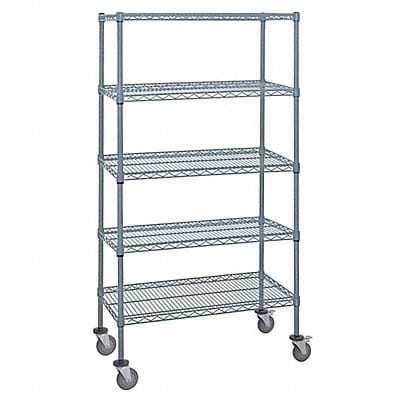 Mobile Stem Caster Cart Gray 5 Shelves