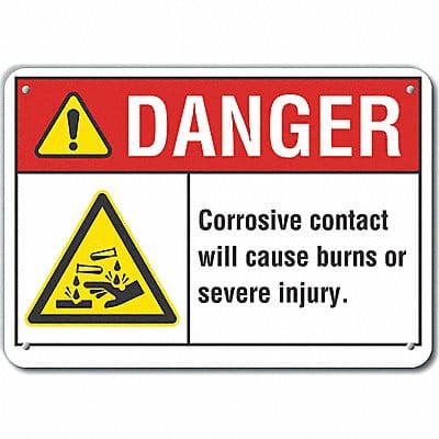 Rflct Corrosive Mtrl Danger Sign 7x10in