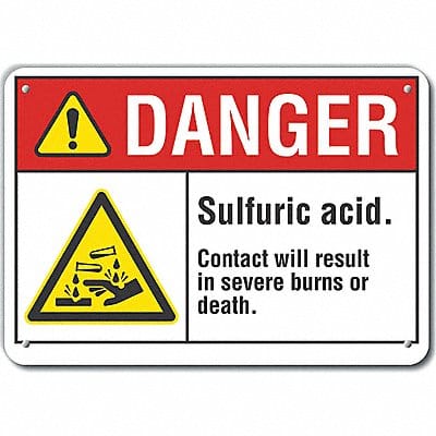 Alum Sulfuric Acid Danger Sign 7x10in