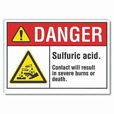 Sulfuric Acid Danger Lbl 7x10in Polyest