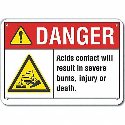 Reflective Acid Danger Sign 10x14in Alum