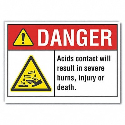 Acid Danger Label 5 in x 7 in Polyester