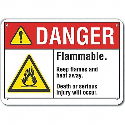 Rflct Flammable Mtrl Danger Sign 7x10in