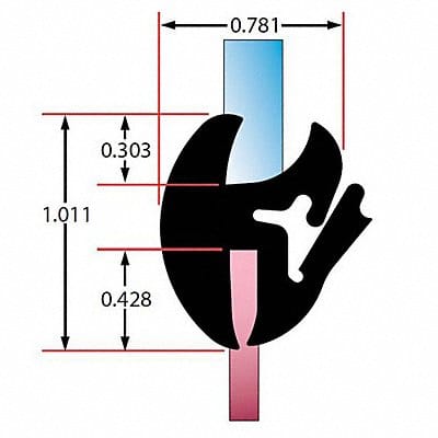 Window Lock Gasket Dbl 0.093 - 0.140 in