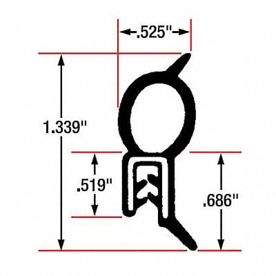 Edge Grip Seal Top Bulb 10 ft EPDM