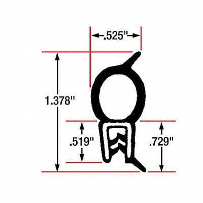 Edge Grip Seal Top Bulb 10 ft EPDM