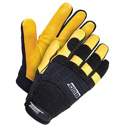 Gloves Black/Yellow Slip-On M