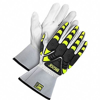 Leather Gloves Black/White/Yellow L