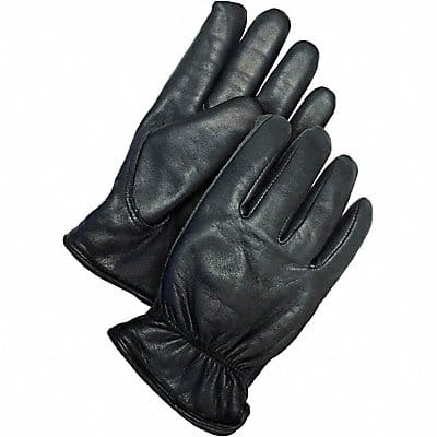 Leather Gloves Shirred Slip-On Cuff S