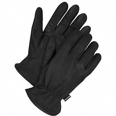 Leather Gloves Shirred Slip-On Cuff S