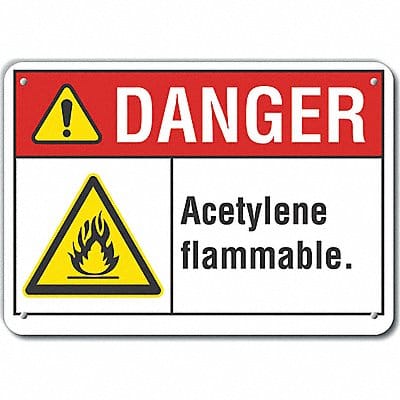 Alum Acetylene Danger Sign 7x10in Alum