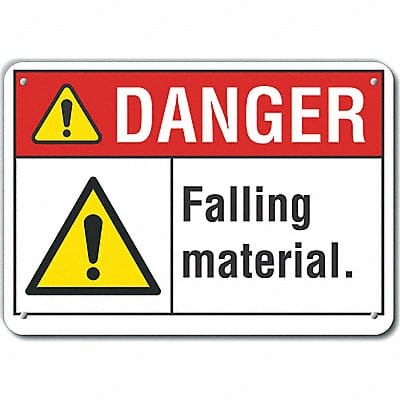 Falling Mtrl Danger Sign 10x14in Plastic