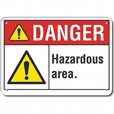 Hazard Area Danger Sign 7inx10in Plastic