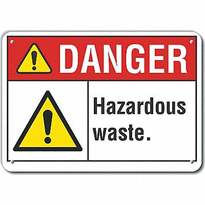 Hzrdous Waste Danger Sign 10x14in Plstc