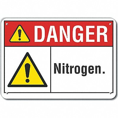 Nitrogen Danger Sign 10x14in Plastic