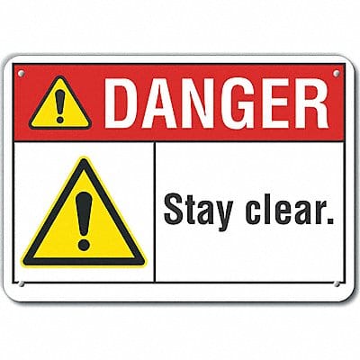 Stay Clear Danger Sign 10inx14in Plastic