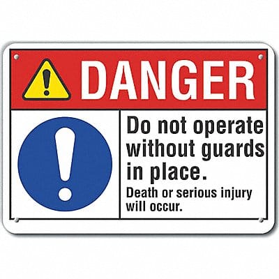 Machine Guards Danger Sign 10x14in Plstc