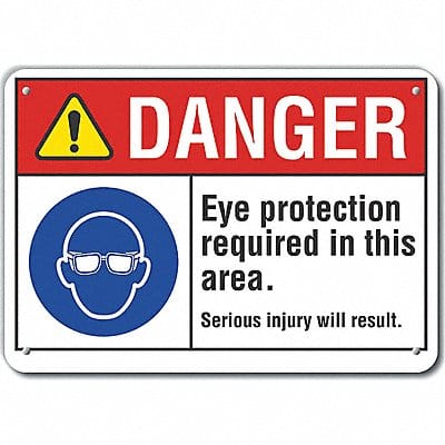 Plastic Eye Danger Sign 7x10in Plastic