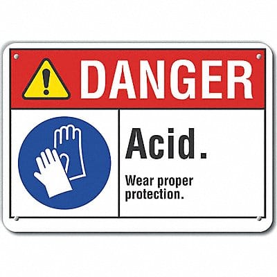 Plastic Acid Danger Sign 10x14in Plastic