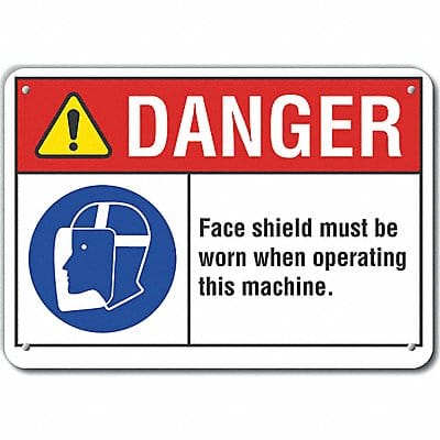 Face Mask Danger Sign 10inx14in Plastic