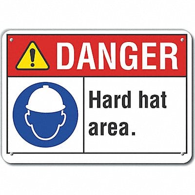 Hard Hat Danger Sign 7x10in Plastic