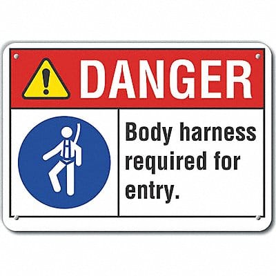 Body Harness Danger Sign 7x10in Plastic