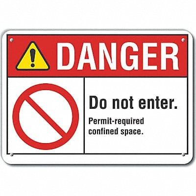 Confined Space Danger Sign 10x14in