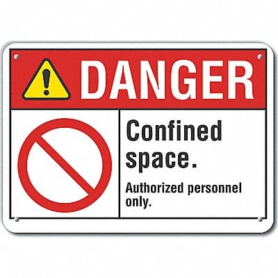 Confined Space Danger Sign 7x10in